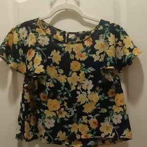 Forever 21 Women Floral Print Short Sleeve Blouse